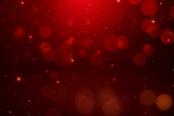 Red Christmas baubles decoration on red background. New Year party background. Minimal style. Flat lay.