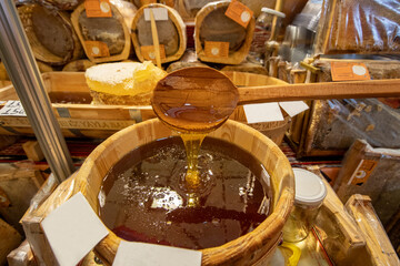 Natural Karakovan flower honeys from the Black Sea region in the market.