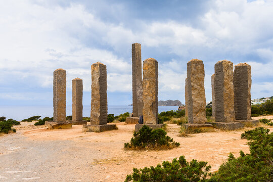 Ibiza landmark Time and Space equivalent to Stonehenge on a cloudy spring day