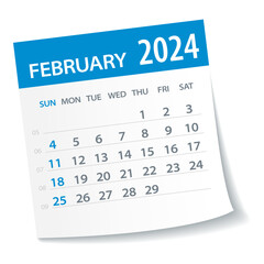 February 2024 Calendar Leaf - Vector Illustration