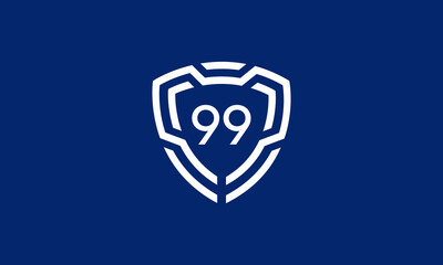 Number Shield Logo Blue Tech Modern IT