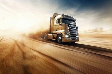 Fototapeta na wymiar Conquering High-Speed Truck Challenges. Generative AI