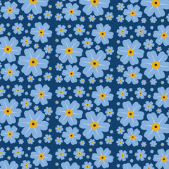 Elegant floral pattern blue flower vector for print