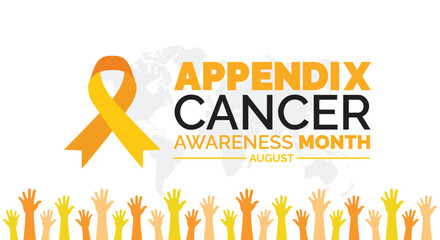 August is Appendix Cancer Awareness Month background template. Holiday concept. background, banner, card, and poster design template with text inscription and standard color. vector illustration. - obrazy, fototapety, plakaty