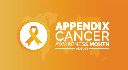 August is Appendix Cancer Awareness Month background template. Holiday concept. background, banner, card, and poster design template with text inscription and standard color. vector illustration.