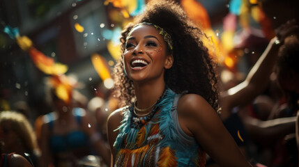 Fototapeta premium Notting Hill carnival performer created with generative AI technology