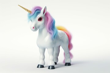 Cute Unicorn Baby, Colorful Unicorn, isolated on white background,Generative AI	