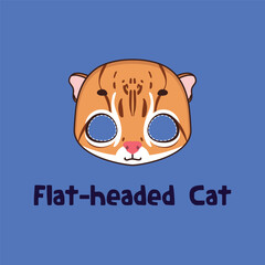 Flat headed cat mask for costume party, Halloween, various festivities