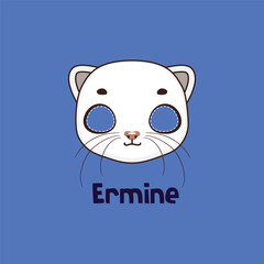 Ermine mask for costume party, Halloween, various festivities