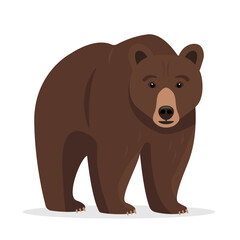Wild brown Bear animal. Grizzly bear standing or walking. Vector illustration icon isolated on white background.