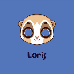 Loris mask for costume party, Halloween, various festivities
