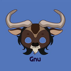 Gnu mask for costume party, Halloween, various festivities