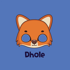 Dhole mask for costume party, Halloween, various festivities