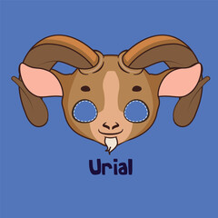 Urial mask for costume party, Halloween, various festivities