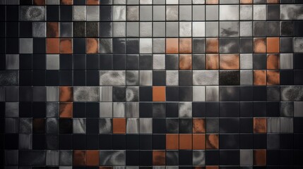 Fototapeta premium Dark brown, black and grey tiles close up texture background
