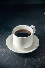 front view cup of coffee on a dark background tea cocoa pressure drink hot seeds brown