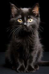 A straight face of a black cat used as a decoration on Black Cat Appreciation Day,ai generative.