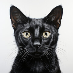 A straight face of a black cat used as a decoration on Black Cat Appreciation Day,ai generative.