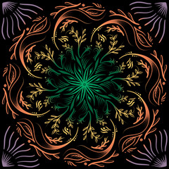 Mandala colorido con fondo negro
