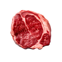Obraz premium Fresh raw beef rib eye steak isolated on transparent background, png cutout, Generative AI