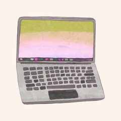 Labtop on white background. watercolor vector illustration.