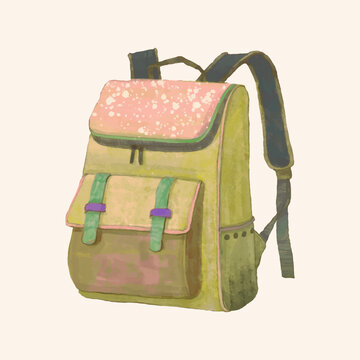 Backpack. watercolor vector illustration.