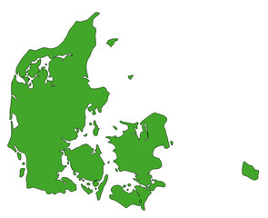 Map of Denmark in green - obrazy, fototapety, plakaty
