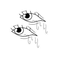 vector illustration of two crying eyes