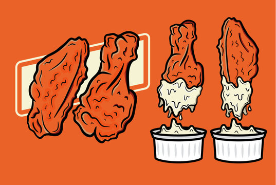 Chicken Wings & Bleu Cheese Illustration