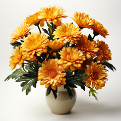Bouquet of orange marigold flowers on plain background
