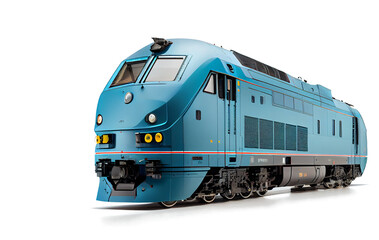blue modern train on a transparent background