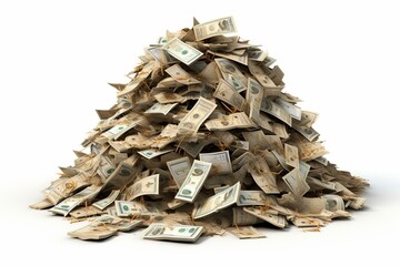 Pile with India money, isolated on white background,Generative AI	