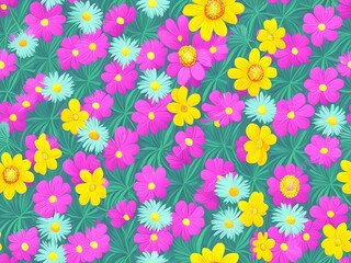 Fototapeta na wymiar Colorful flower pattern,, Ai