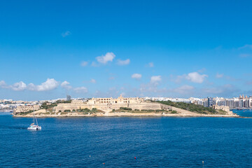 Fototapeta na wymiar Valletta, Malta, 5 May 2023. Fort Manoel is a fortification that stands in Malta on Manoel Island