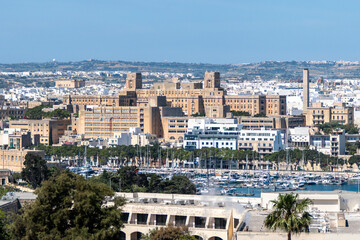 Fototapeta na wymiar Valletta, Malta, 5 May 2023. St. Luke's Hospital is a former general hospital located on Gwardamanġia hill, in Pietà.