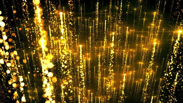 Gold particles light trail backgrounds looped