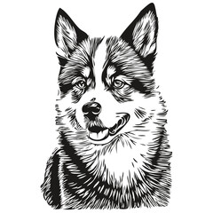 Fototapeta premium Akita dog logo vector black and white, vintage cute dog head engraved