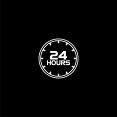 24 hours delivery service outline icon isolated on black background