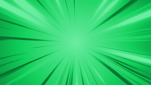 Looped green rays animation comic book action layout background.