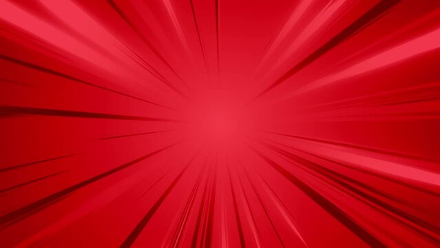 Looped red rays animation comic book action layout background.