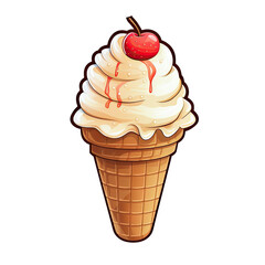 Cherry ice cream cone isolated on transparent background. Generative ai and digital editing.