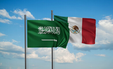 Mexico and Saudi Arabia, KSA flag