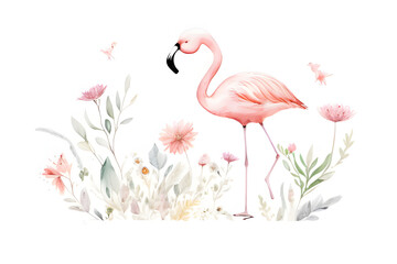 pink flamingo on a white background