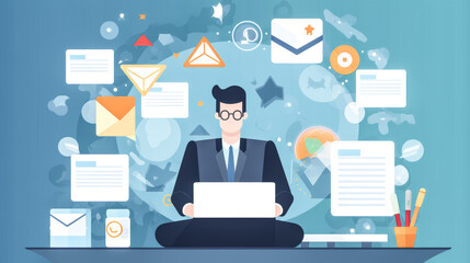 He crafts an effective email campaign utilizing marketing software.