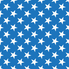 Stars seamless pattern. Stars on a pretty blue background, vector retro seamless pattern for packaging, fabric, paper, background.