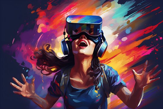 VR vertual reality gogles with women 