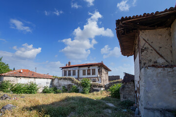 Fototapeta na wymiar Turkey - Ottoman style architectural houses with wooden floors in Kula Town, Manisa.