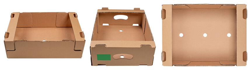 Paper carton for transporting fruit.