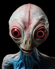 A Pink and Blue Alien Portrait on a Black Background-Generative AI
