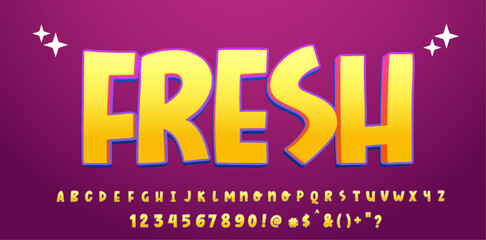 Three-dimensional style font design, 3d alphabet letters and numbers vector illustration